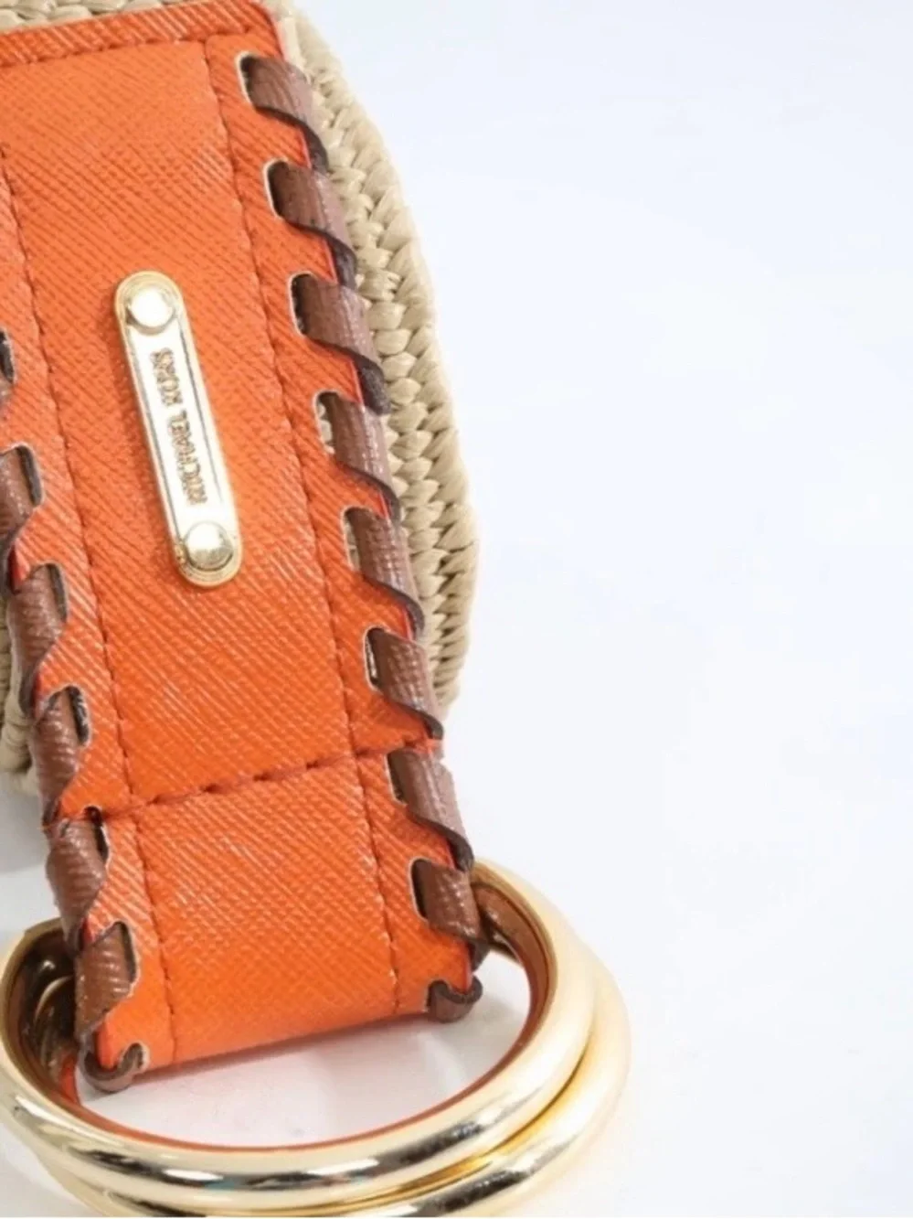 🧡🧡 MICHAEL KORS RAFFIA AND ORANGE LEATHER BELT!🧡🧡